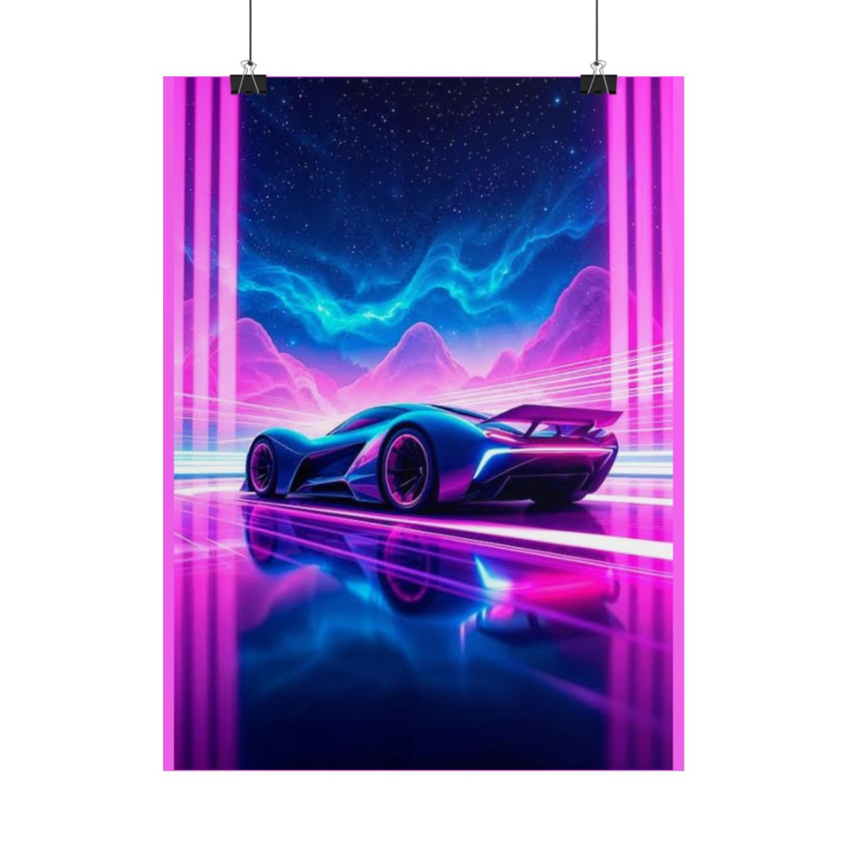 Retro Neon Sports Car Poster | Vaporwave Racing Poster | Forza Horizon