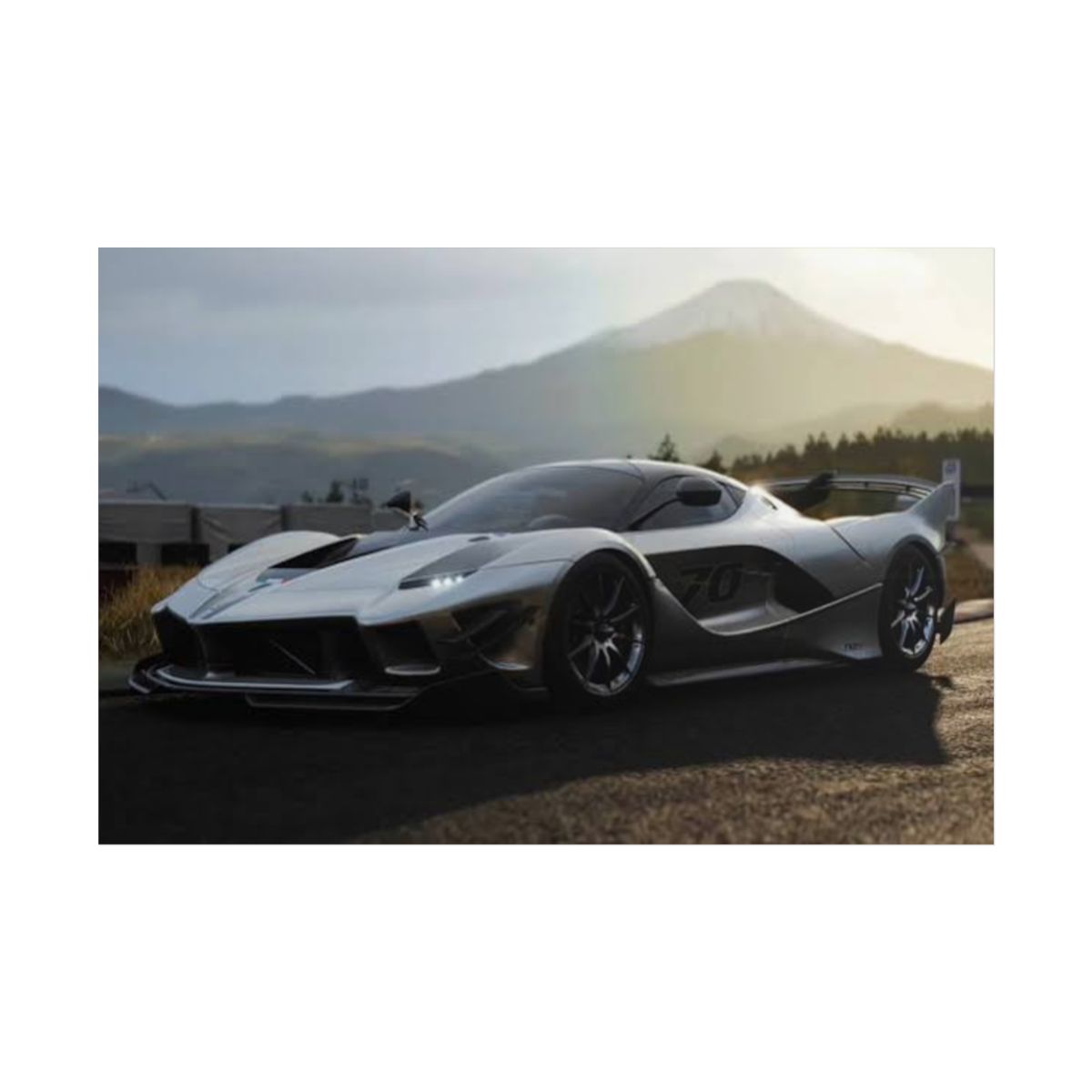Silver Supercar Poster | Rolled Car Print, Mountain Drive Wall Art | Forza Horizon