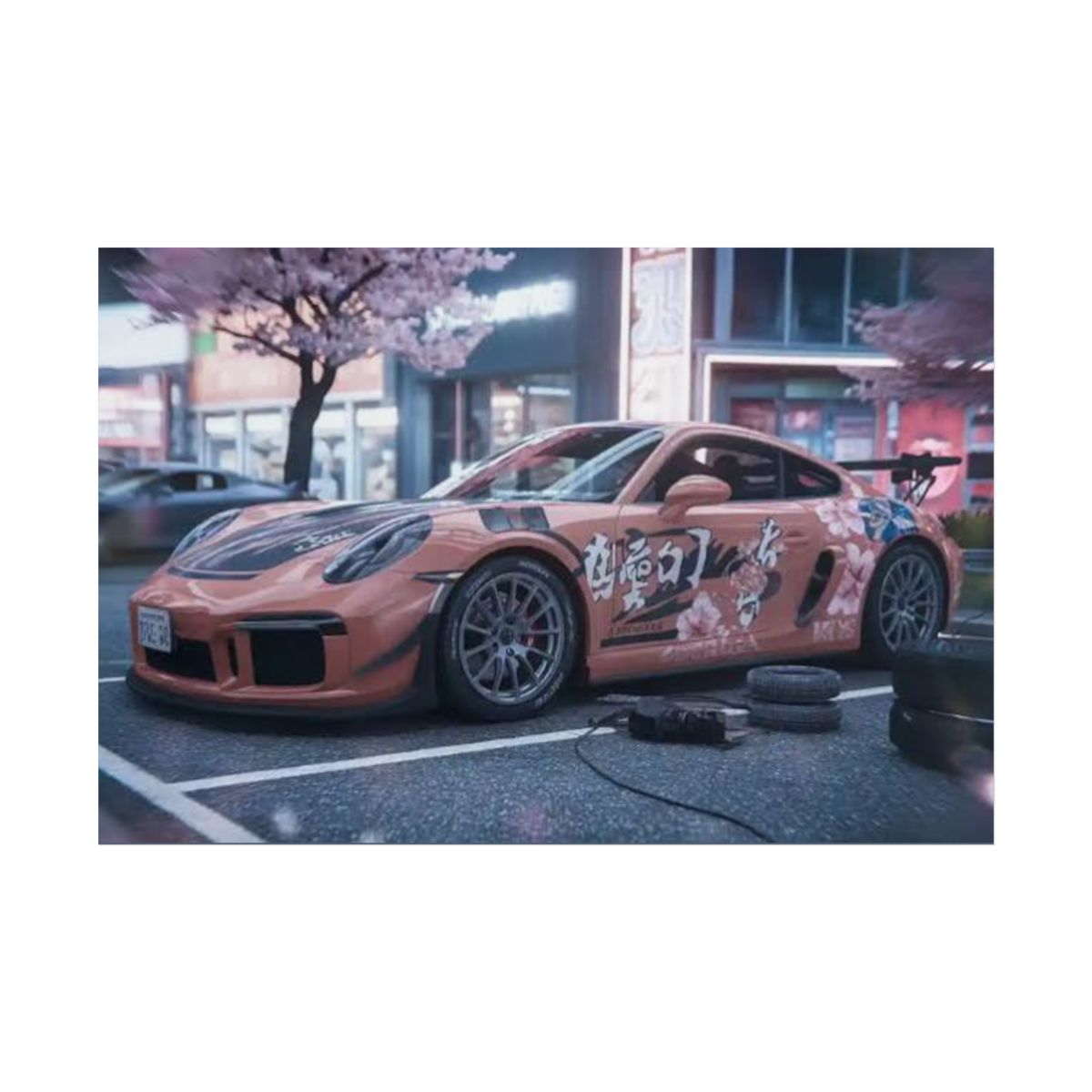 Sakura Drift Sports Car Rolled Poster | Japanese Street Racing Print | Forza Horizon